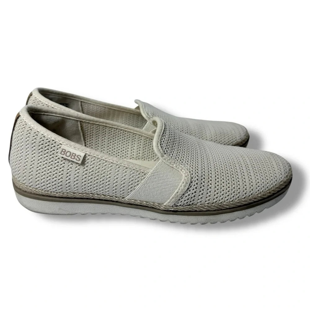 BOBS by Skechers Flexpadrille Lo slip-on shoes Women's Tan Knit Memory Foam Sz 9